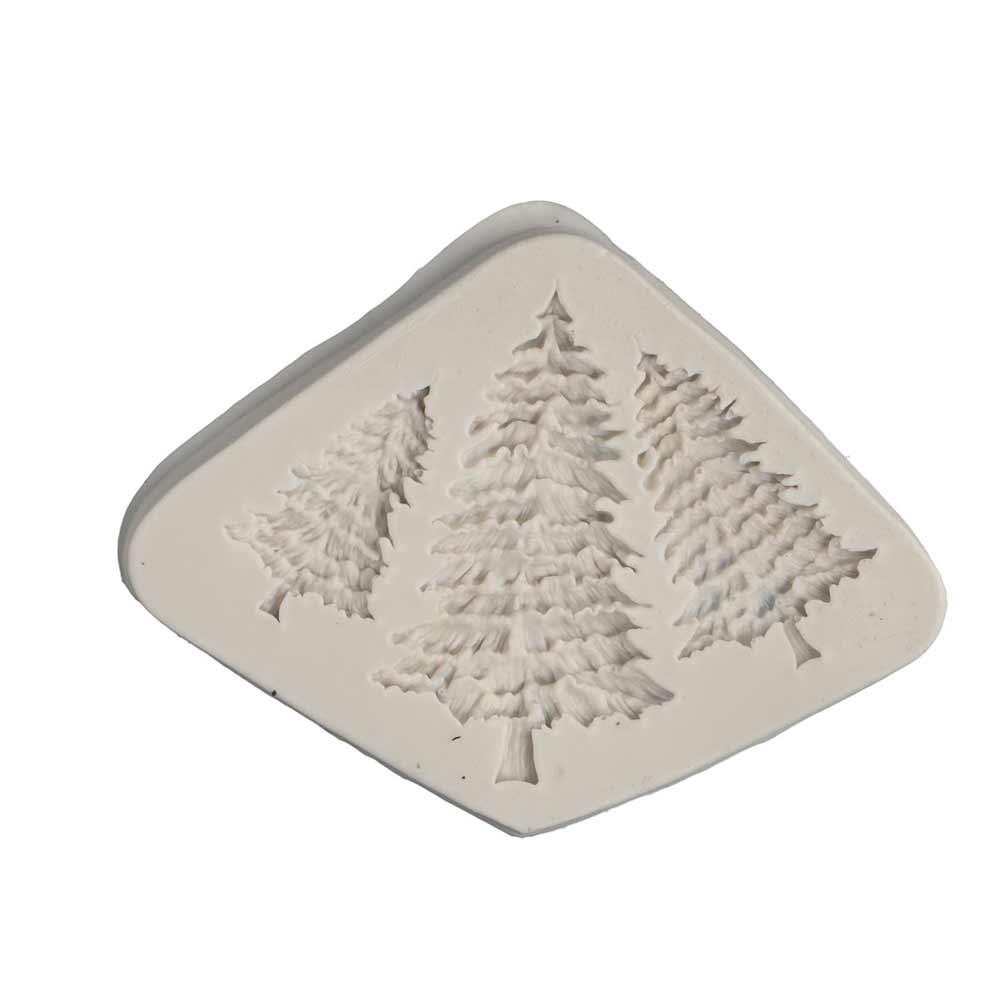 Pink Grey Christmas Tree Silicone Cake Mold Easy Demoulding 3 Grids Chocolate Mold Soft Clear Printing Cake Decorating Tools