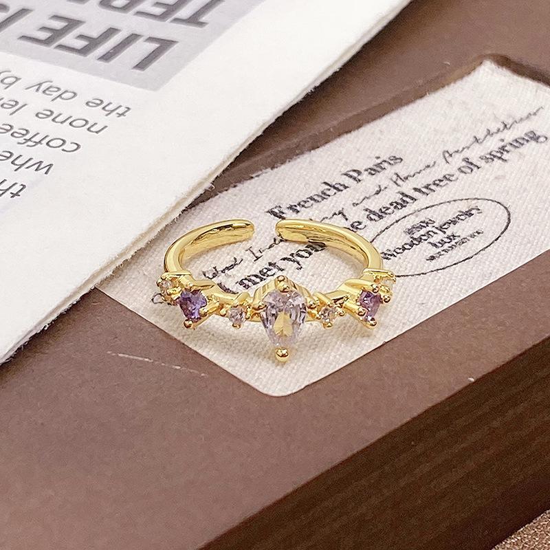 Medieval Personalized Retro Enamel Dripping Oil Inlaid Zir*****Pening Ring Niche Light Luxury High-End Ring Woman