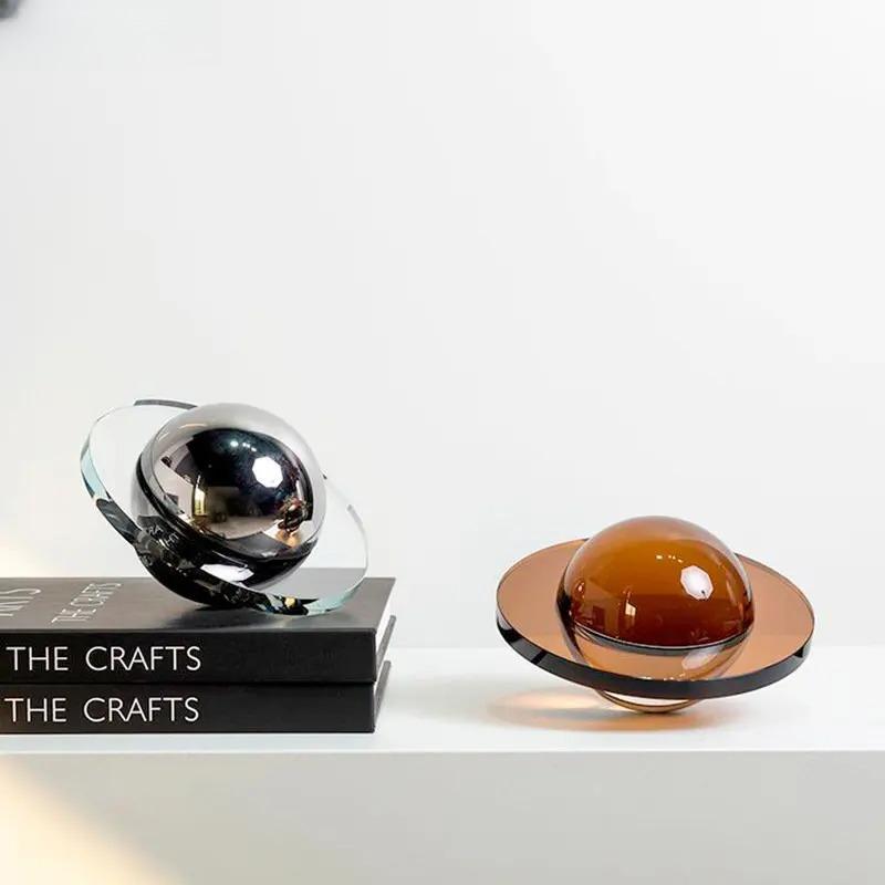 Transparent Crystal Planet Artwork Ornaments Geometric Crystal Crystal Statue Desk Decoration Crafts Sculpture Modern Home Decor