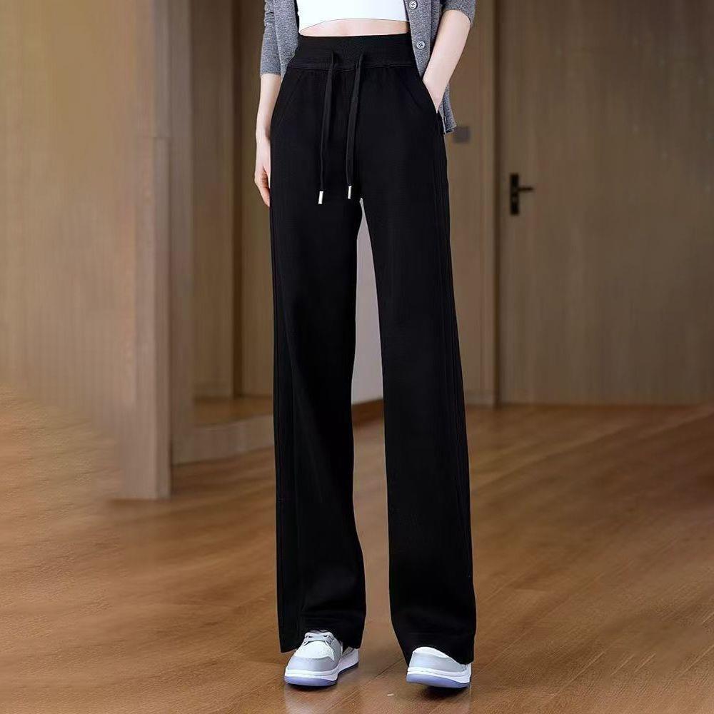 Winter Plus Velvet Wide-Leg High-Waisted Pants - Women's Loose, Slimming, Thickened and Drape Style.