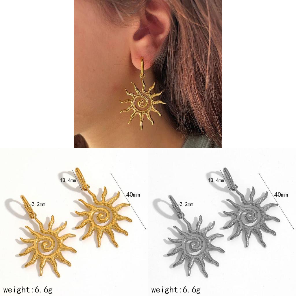 Orecchini Girasole Acciaio Inossidabile Minimalista Geometrico Gioielli Per Donna