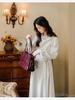 Women's French Stand Collar Belted Long Dress - Early Spring 2026, Elegant and Stylish with a High-End Waist-Cinched Design.