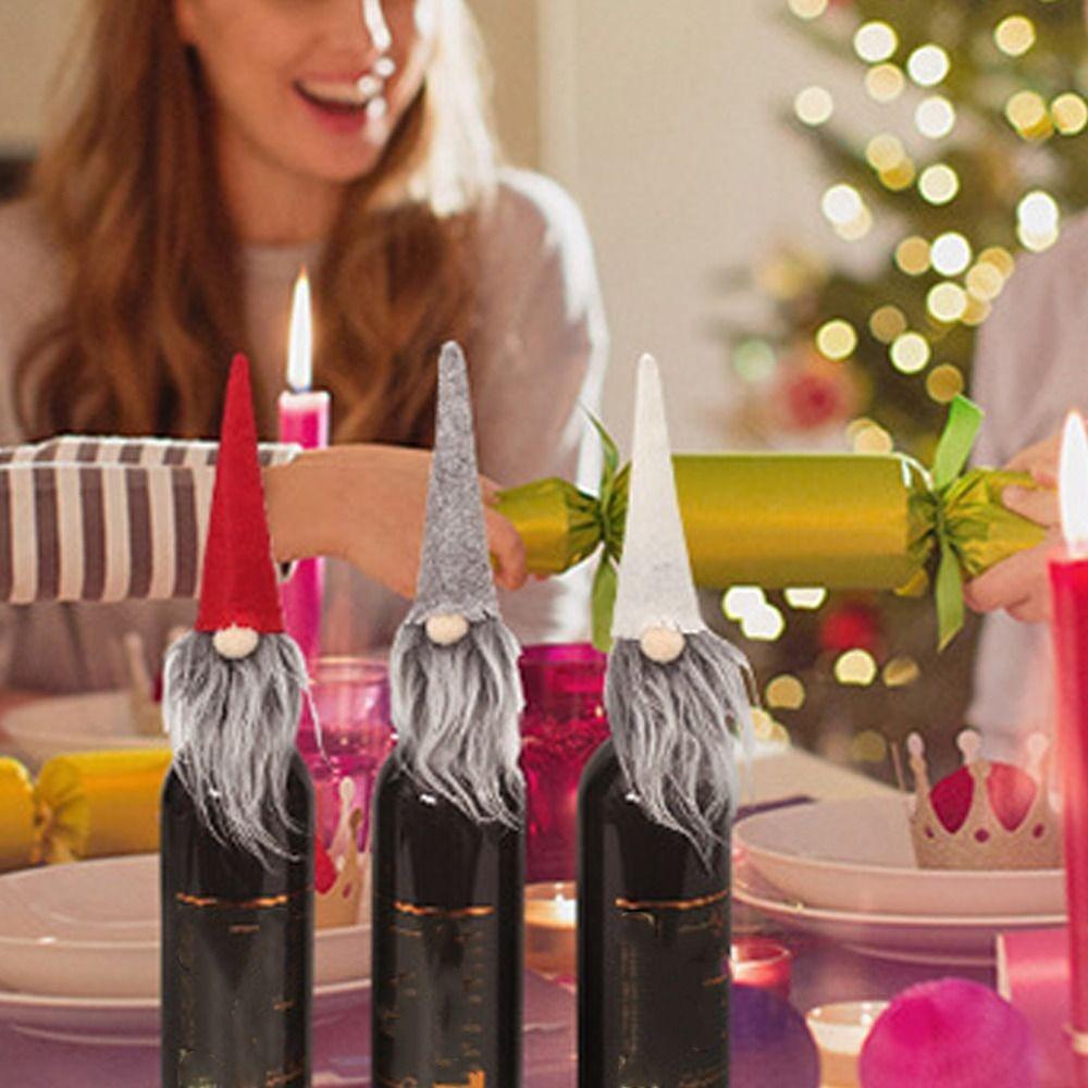 6pcs Reusable Faceless Doll Wine Bottle Cover Non-woven Merry Christmas Decoration  Home Xmas Decor