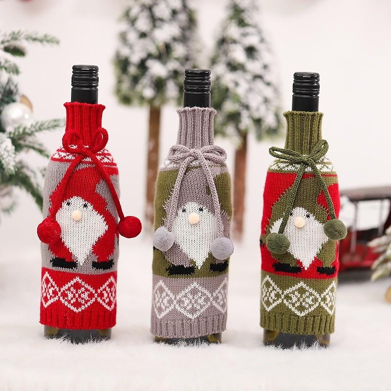Creative Knitted Christmas Wine Bottle Cover Featuring Adorable Rudolph Design For Festive Table Decor