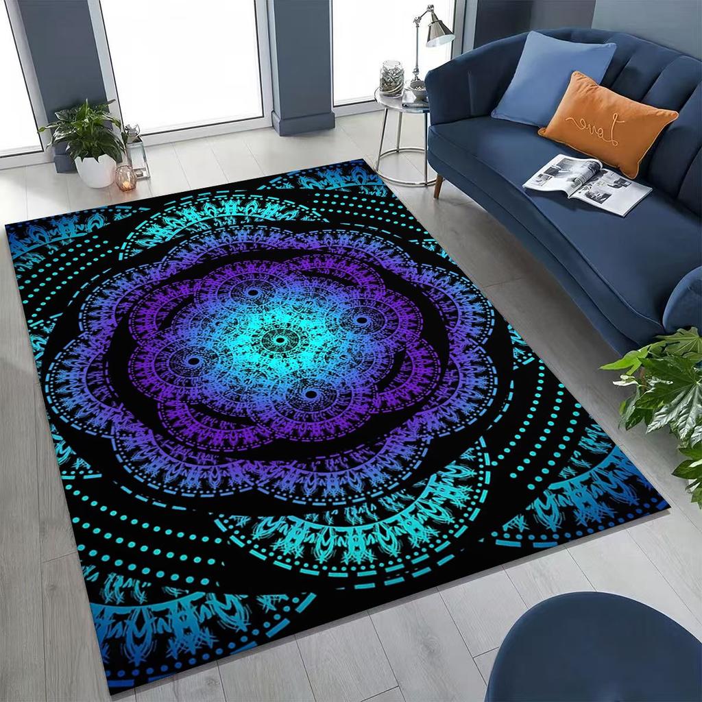 2026 Rainbow Mandala Flower Chakras Yoga Bohemia Art Rug for Bedroom Living Room Sofa Home Doormat Decor,Kid Non-slip Floor Mat