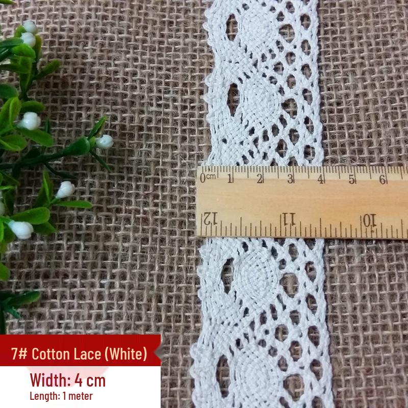 Handmade Off-White Elastic Cotton Lace for DIY Garment Accessories and Skirt Hem Decoration.
