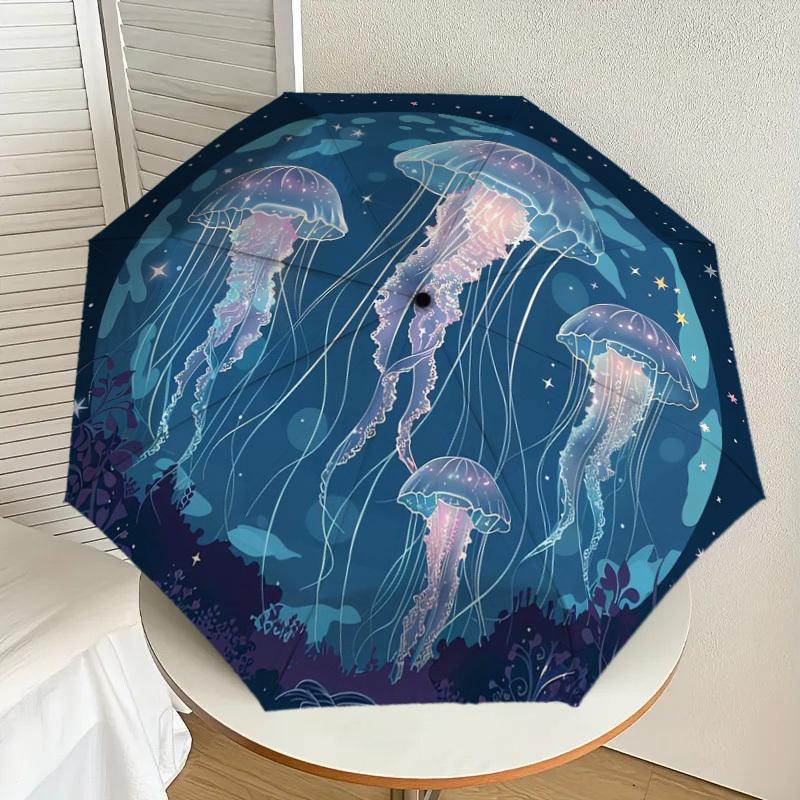 

1pc Jellyfish Ocean Night Sky Umbrella with Plastic Handle,Suitable for All Seasons Home Travel Outdoor UmbrellaDD1377