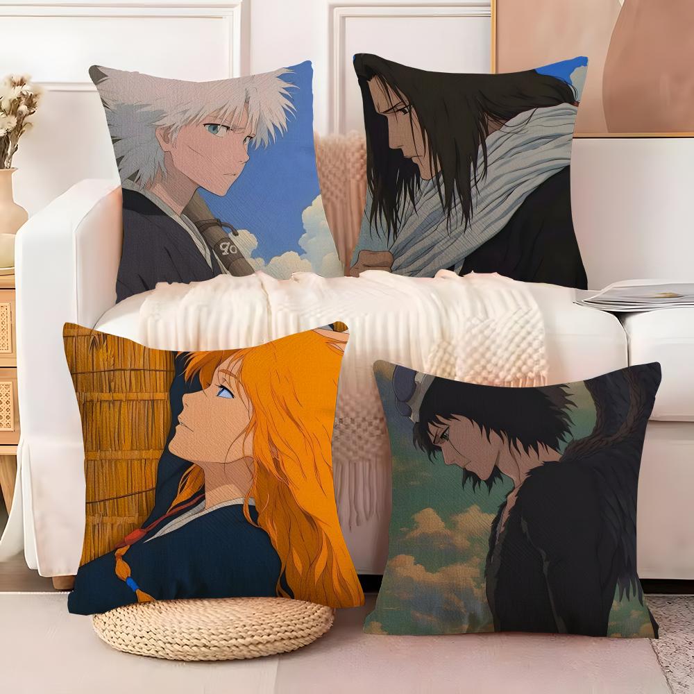 Anime B-Bleach Pillow Case Silky Elegant Comfort Sofa Bed Invisible Zipper