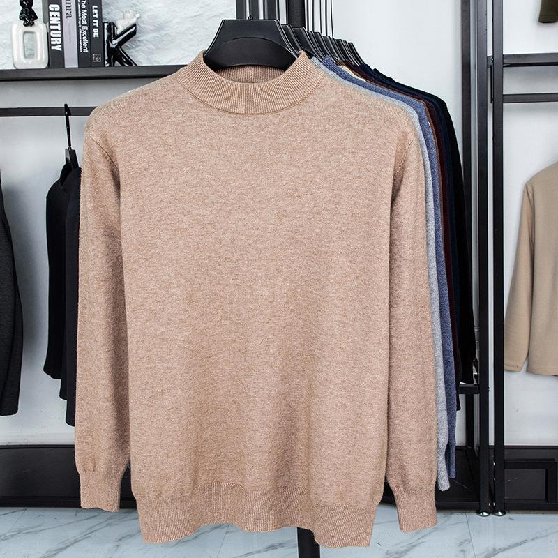 Men’s Autumn/Winter Half-High Collar Knitwear - Warm Inner Layer for Middle-Aged and Elderly