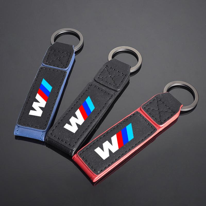 For BMW M X1 X2 X3 X5 X6 E46 E39 E90 E36E60 E34 E30 F30 G20 Car Emblem Keychain Suede Leather Keyring Pendant Gifts Accessories blcp03