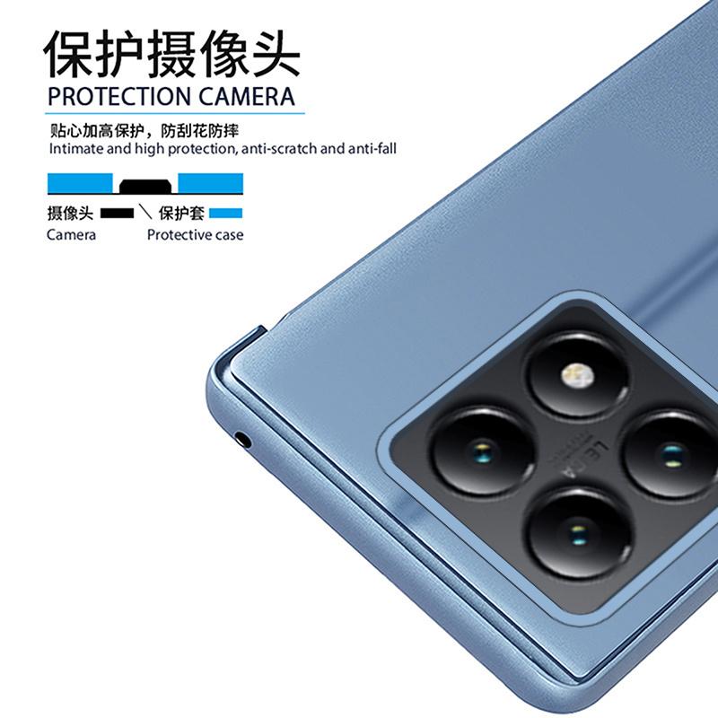 Pour Xiaomi 14T Pro 5G Étui Vue Claire Miroir Pliant Support Étui de Téléphone Pour Xiomi 14TPro Mi 14 T Xiaomi14T 5G Coque Arrière Antichoc