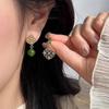 Vintage Chinese style earrings  For Womens New asymmetrical Antique and High-end Elegant Green jewelry luxurious accessories