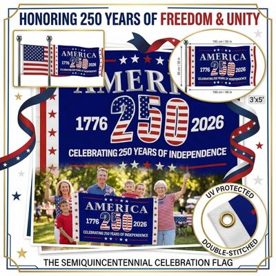 America 250 Years Independence Flag 1776 2026 Anniversary Banner Outdoor Indoor Display for National Events Celebrations