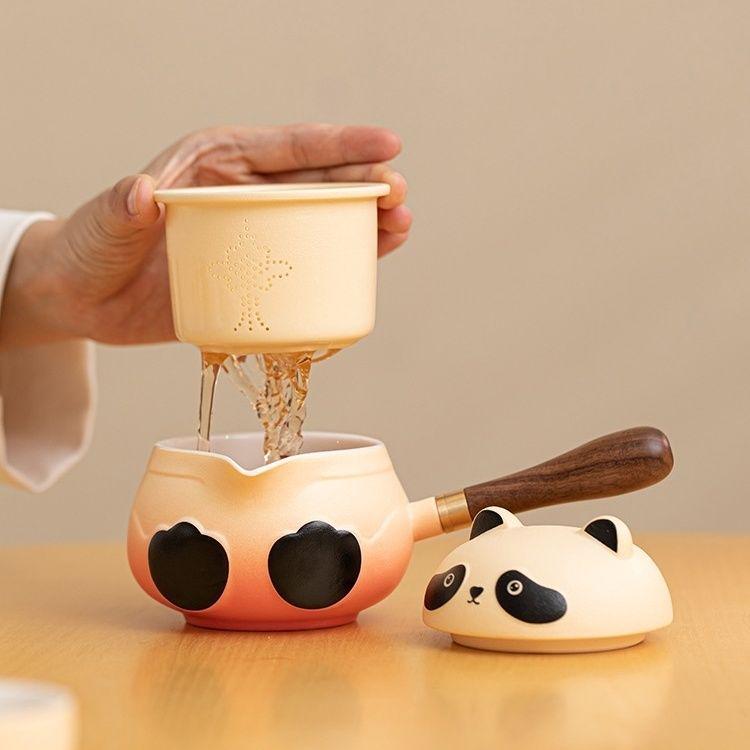 Panda Companion Ceramic Travel Tea Set for Outdoor Camping