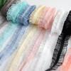 5 Yards/lot Black Gray Elastic Bilateral Lace Trim Ruffle DIY Lace Ribbon 2.5cm Width