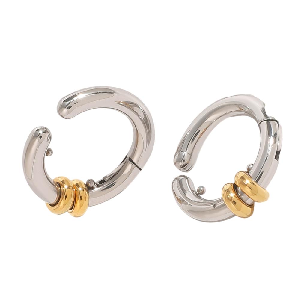 Fashionable Color Block Clip On Earrings No Piercing Needed Comfortable Stainless Steel Ear Cuffs for Women Girls