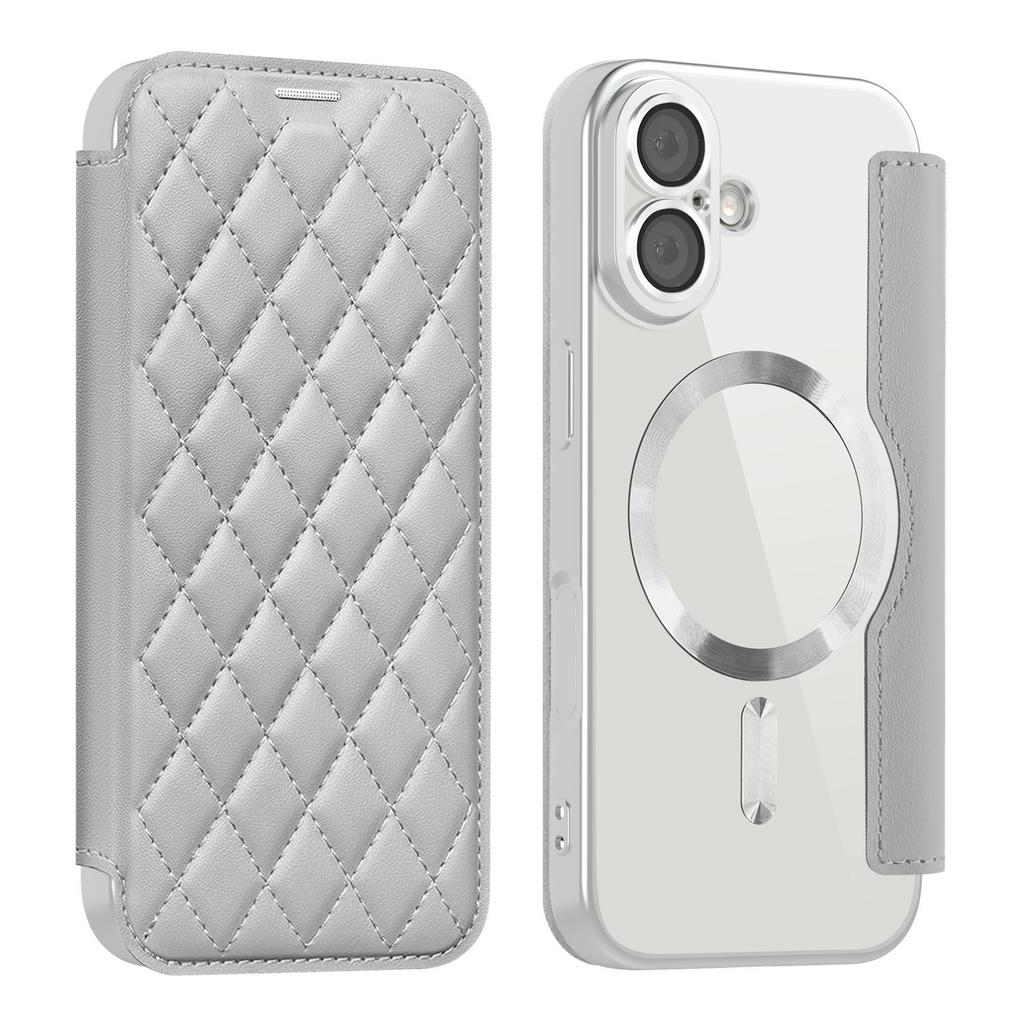 Etui do iPhone 17 Kompatybilne z MagSafe Pokrowiec na Telefon ze Skóry PU w Kształcie Rombu