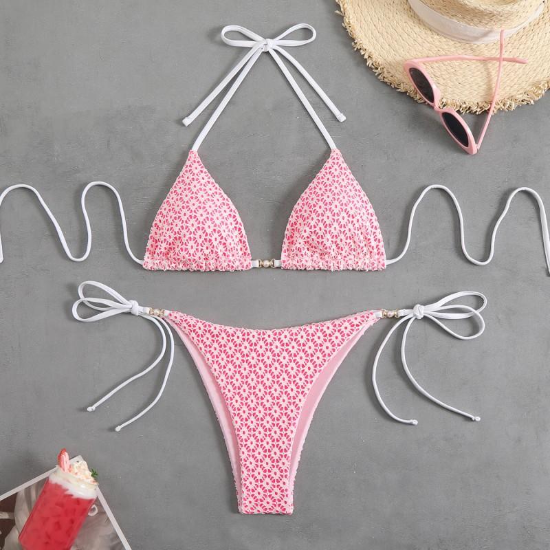 Split Swimsuit Sexy Bikini Neck Lace Woman