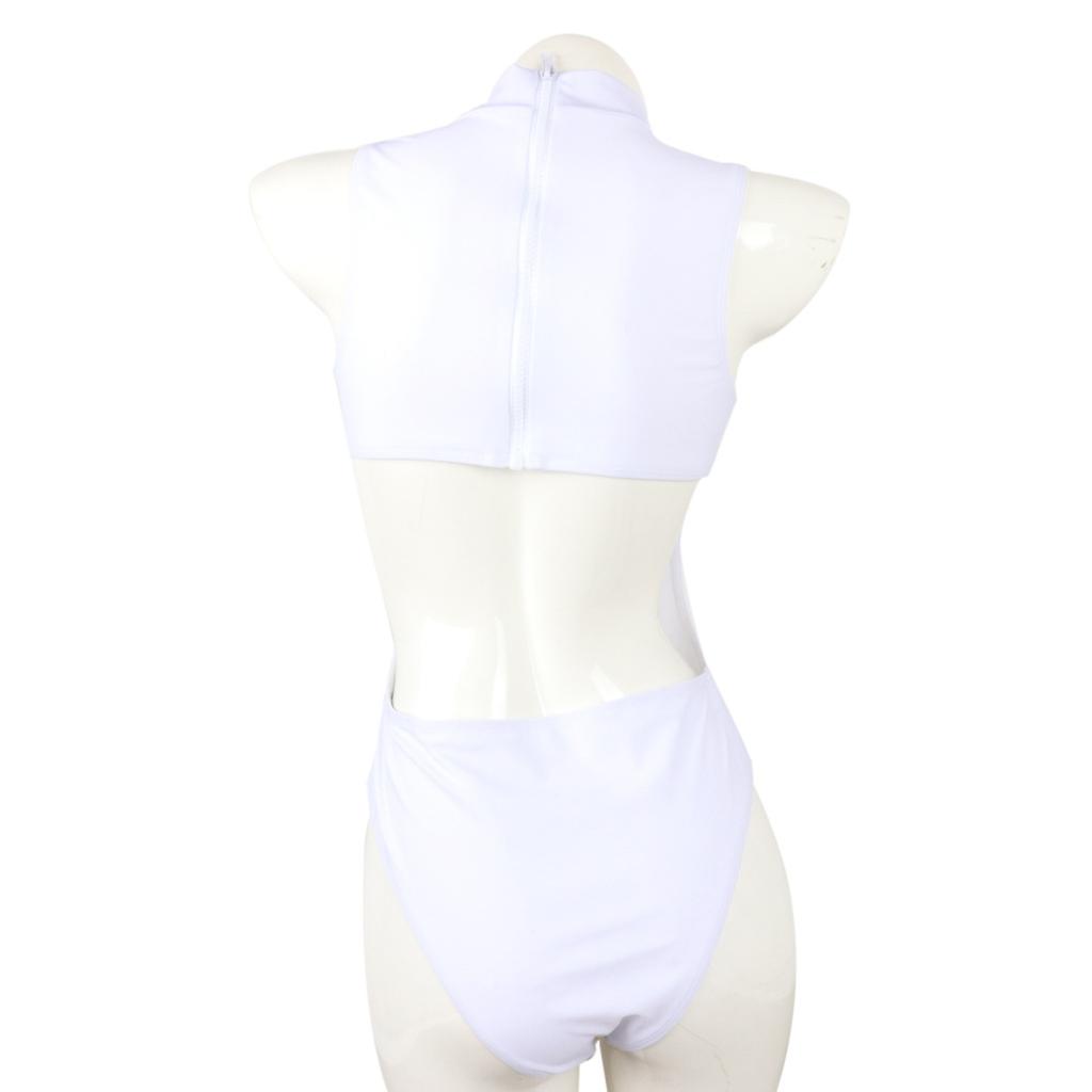 Women's Swimsuit Solid Color One Piece Swimsuit Bikini Sexy Zipper Cutout Brazilian Beachwear