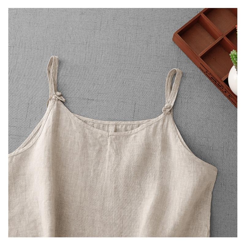Women Cotton Linen Camisole Tank Top Short Plus Size Casual Top