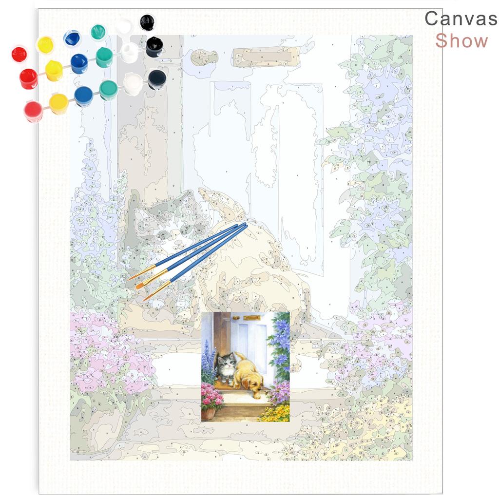 RUOPOTY Kočka malba podle čísel Nástěnná kresba na plátně Jedinečný dárek Obraz podle čísel Zvířecí dekorace do dětského pokoje