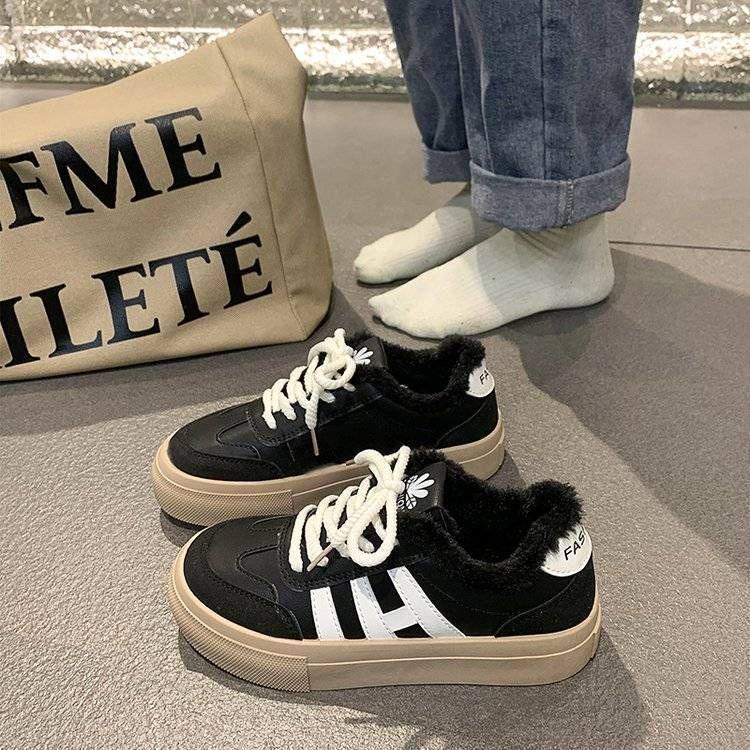 Women's Plus Velvet Thickened Winter Canvas Trainers with Soft Soles