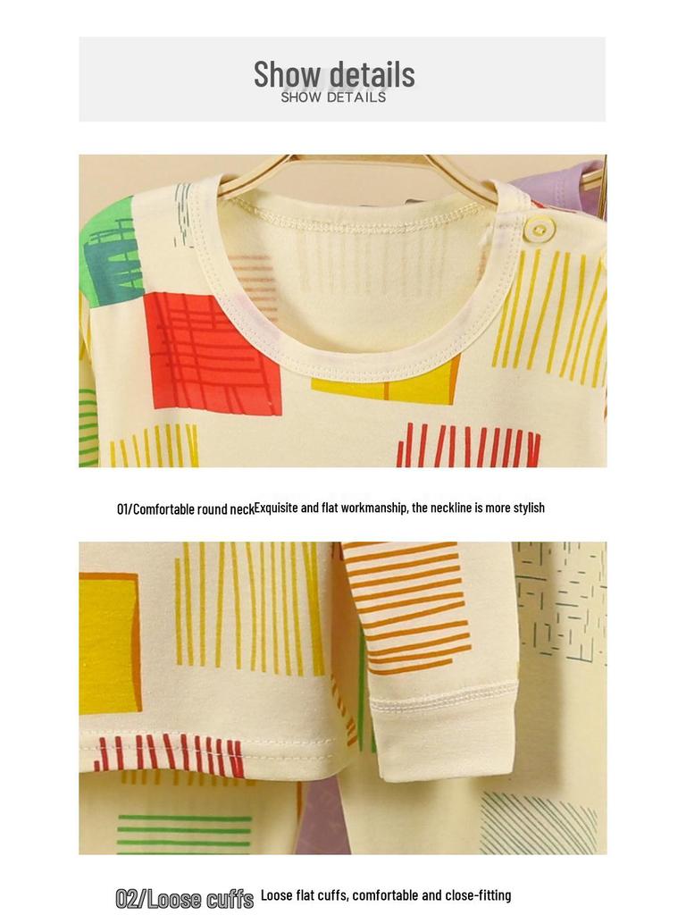 Children's Pure Cotton Pajama Set: Boys' and Girls' Autumn Homewear with Trousers