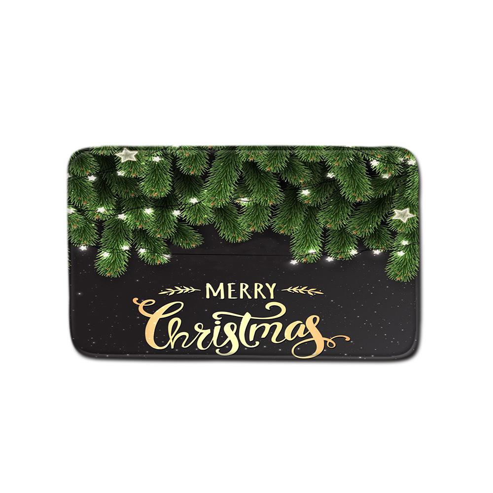 Christmas Bathroom Non-Slip Door Mat, Shower Curtain Floor Mat Combination Four-Piece Toilet Absorbent Carpet