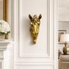 Horse Head Wall Mount Gold Sculpture 3D for Entryway, Homeowners