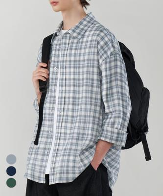 UNTAPPED STUDIO City Boy Oversized Linen Tartan Check Shirt 3 Colors
