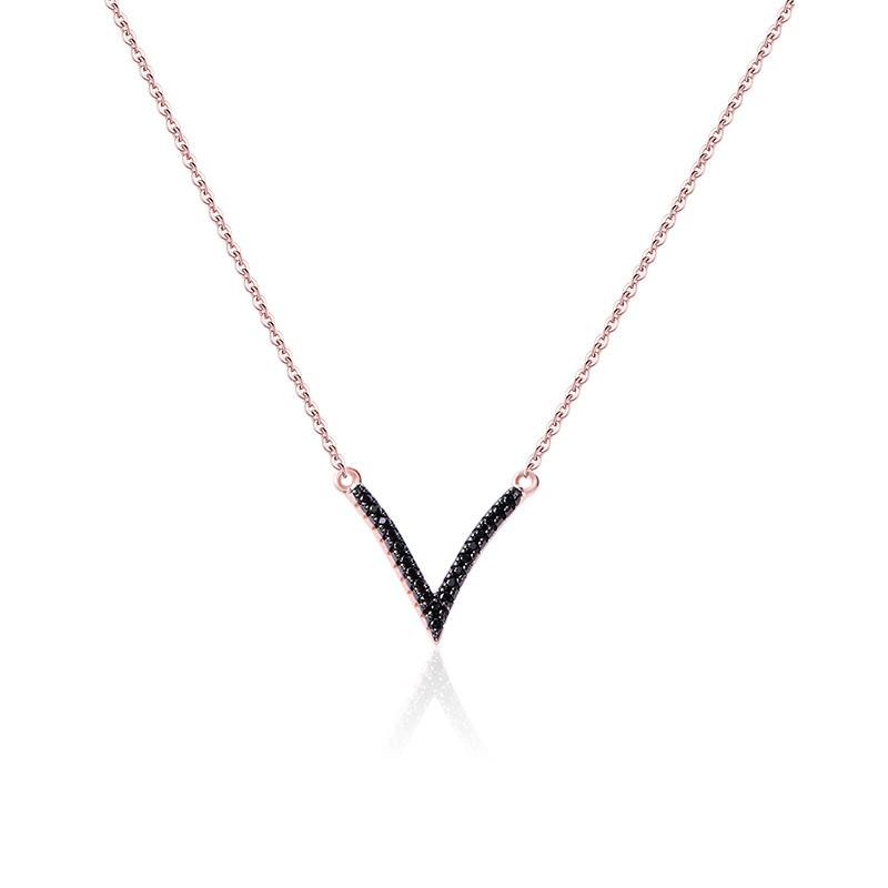 Letter V-shaped Necklace Clavicle Chain Simple High-end Sense Diamond-inlaid Sweater Chain New Accessories for Women