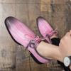 Pink Designer Leather Shoes Man Large Size 38-48 Retro Business Casual Shoes For Man Party Shoes Lace-up Pointed Gentleman Shoes