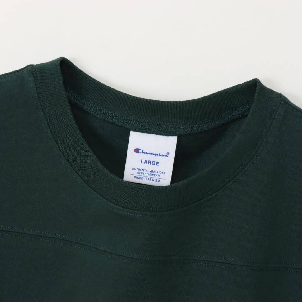 Rękaw Okrągły Dekolt Bawełna USA Nadruk Graficzny Piłka Nożna Podstawowy Ciemnozielony L [Champion] 3/4 100% Koszulka C3-A421 Męska