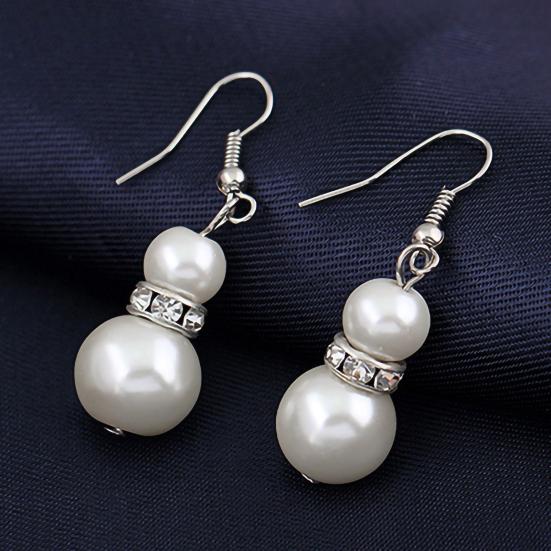 Conjunto de joyería nupcial para mujer, collar, pulsera, pendientes, perlas de imitación