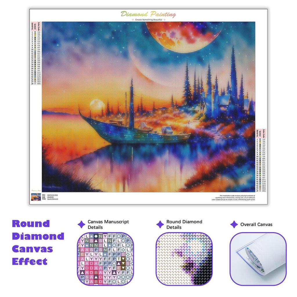 5D Diamond Painting Landscape Boat Embroidery Cross Stitch Full Round For Adults Kits Home Decor Gift Diamond Art 30x40cm/12x16inch