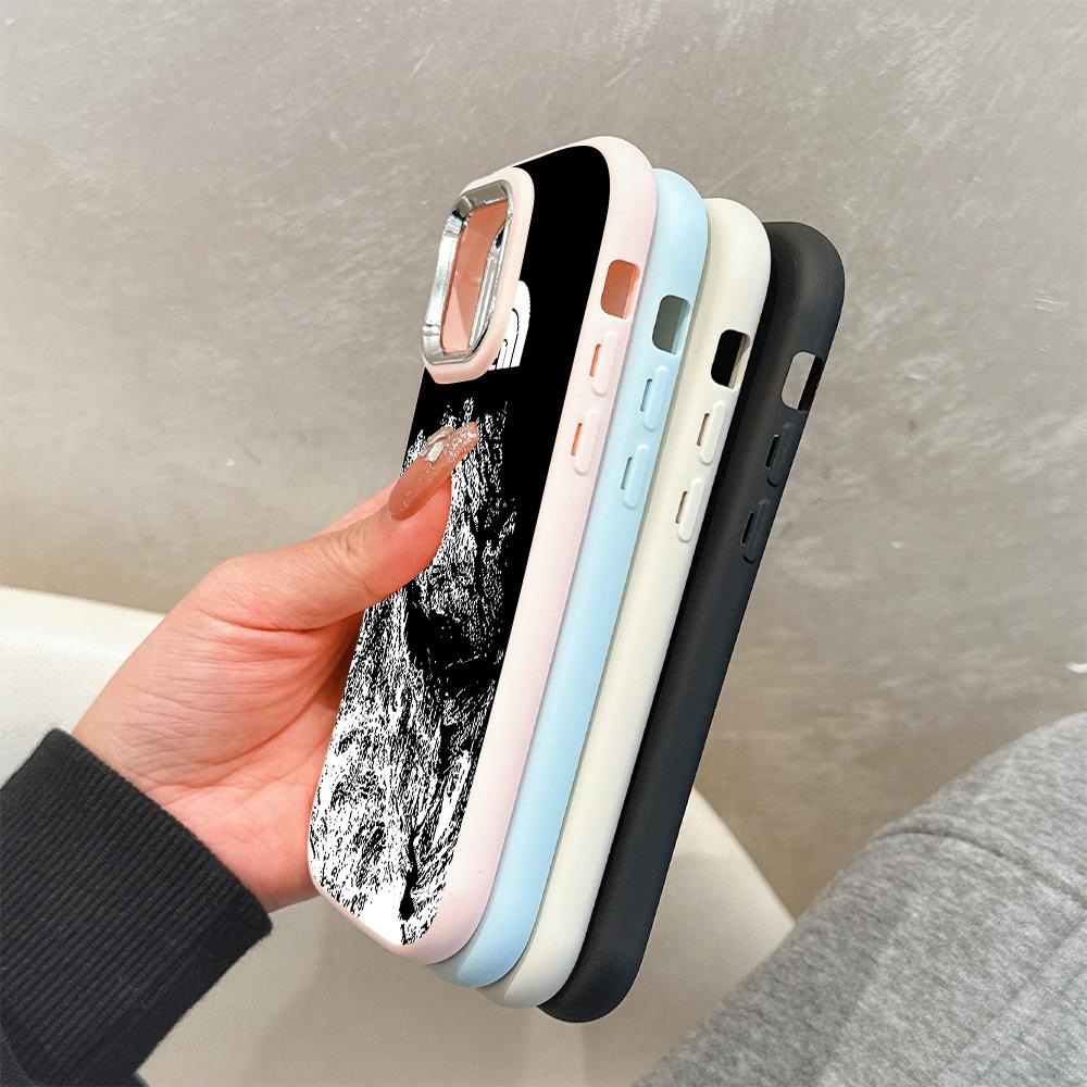 Pro iPhone 15 14 13 11ProMax 14 15 16 Samsung S25 S24 S23 S22 Redmi 10 13 14C Kreslená Černá Kočka Stříbrný Okraj Měkké Tekuté Silikonové Ochranné Pouzdro