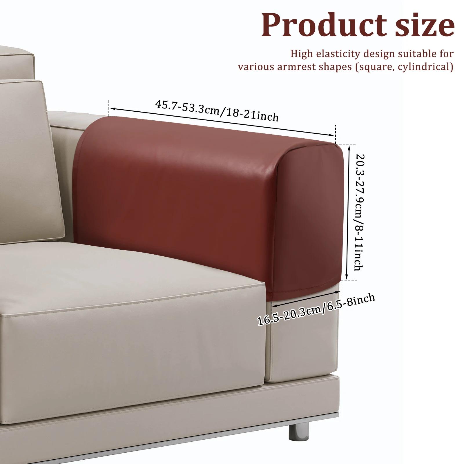 

2Pcs Couch Armrest Cover PU Leather Stretch Armrest Protector Soft Comfortable Waterproof Scratch Resistant Armchair Slipcovers