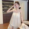 Summer New Tencel Lyocell Pajamas Women's Suit, Sweet Polka Dot Fungus Edge Suspender Shorts Two-piece Set Women