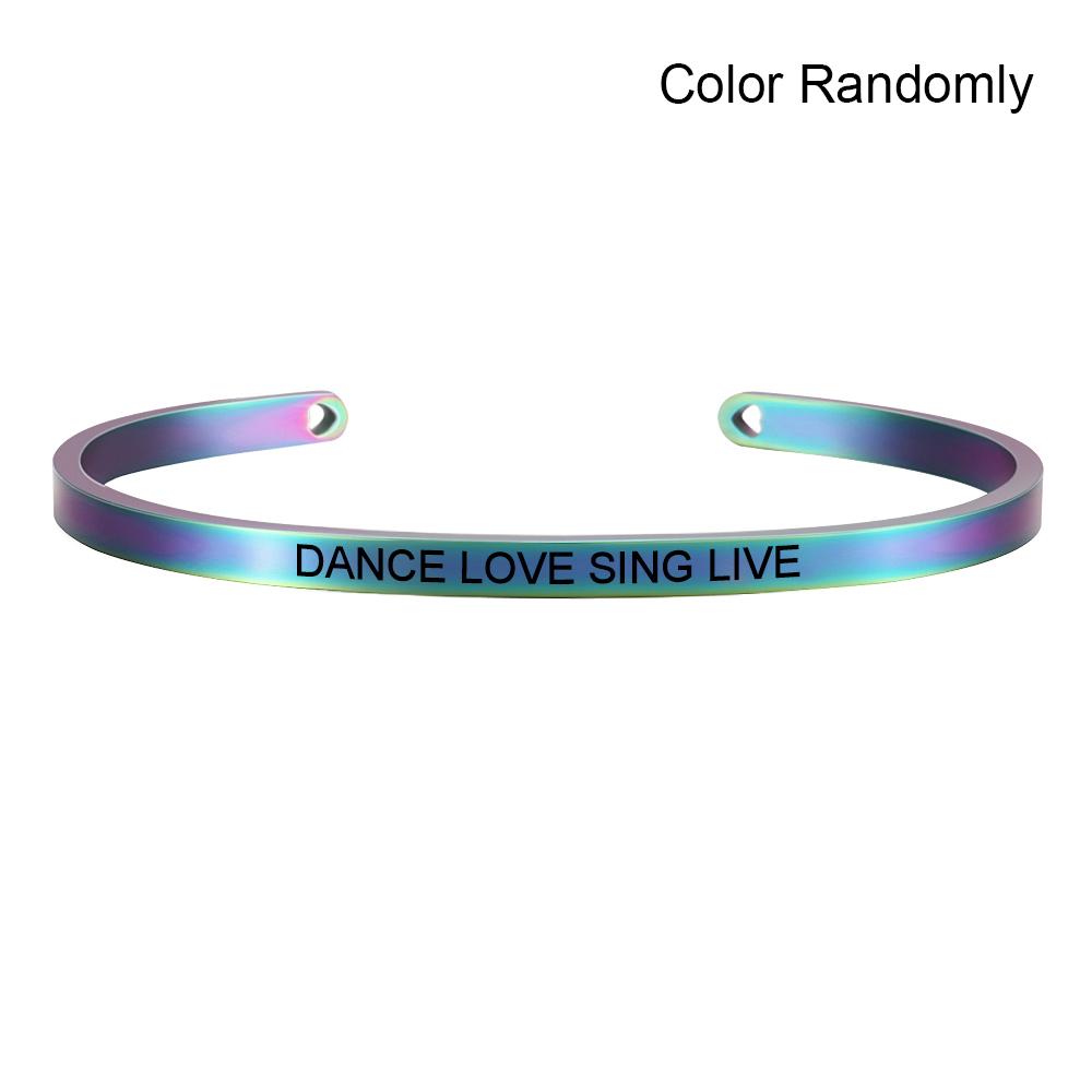 Neuer Regenbogen-Edelstahl-Armreif mit Gravur, positives, inspirierendes Zitat, Mantra-Armband, Geschenk für Frauen