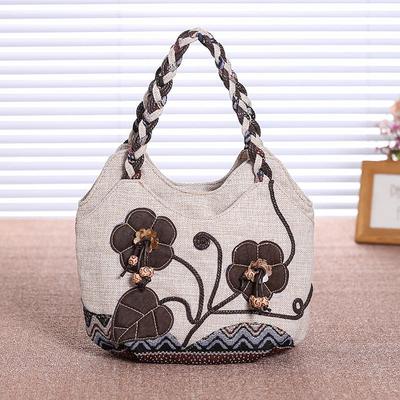 Geantă de mână mică, handmade, cu flori, stil etnic, pentru femei