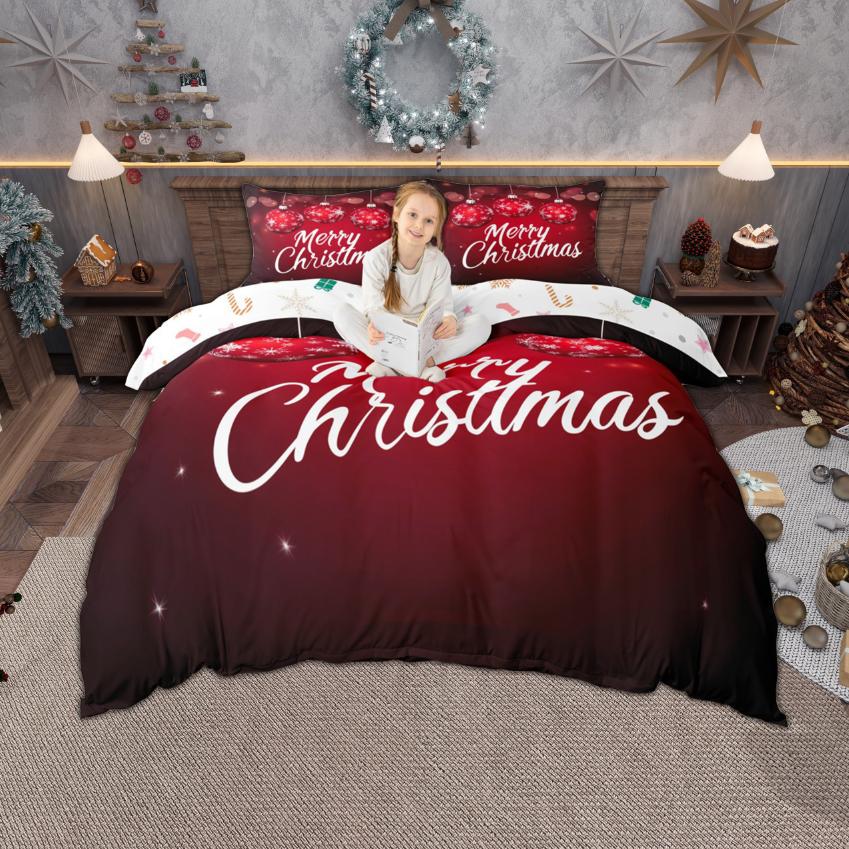 Homewish Kids Xmas Tree Duvet Cover Set For Boys Girls Merry Christmas Bedding Set Happy New Year Gifts Quilt Cover Set