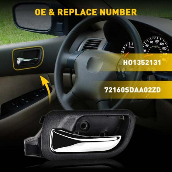Interior Door Handle Driver Side For 2003-2007 Honda Accord Sedan Plastic EOA