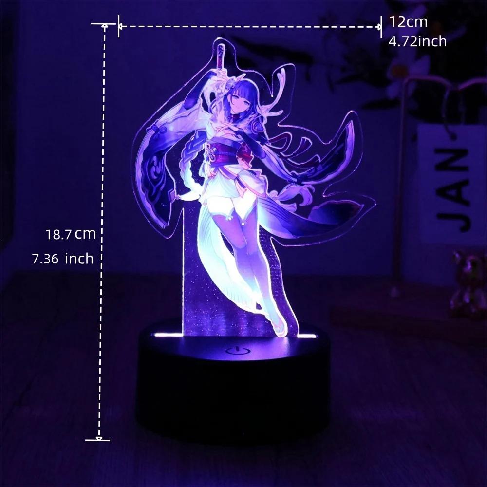 Genshin Impact 3D Lampe Zhongli Raiden Shogun Klee Anime LED Nachtlicht für Schlafzimmer Dekoration Mondlampe Geburtstag Beste Geschenke Luces