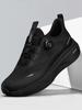 Huili Men's 2025 Autumn Breathable Black Sneakers with Soft Sole for Casual Wear and Running