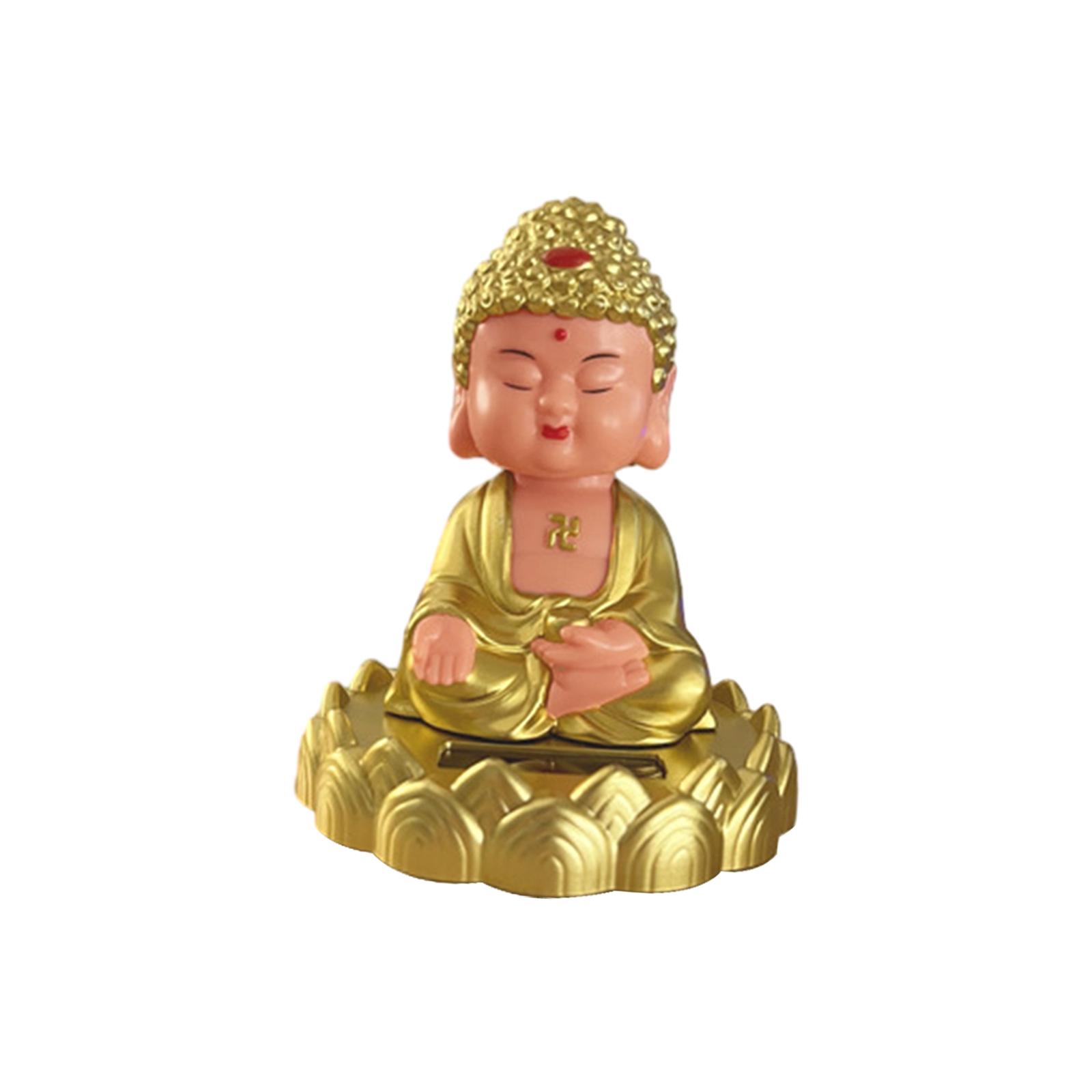 

Shaking Head Buddha Miniature Car Dashboard Ornament Lifelike Buddhist Sculptures Toy Table Decoration for Home Office Decor