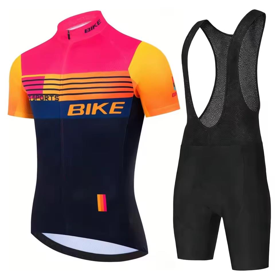 

2026 New Cycling Jersey Set Men Short Sleeves Cycling Clothing Kit Bib Shorts Gel Breathable Pad Triathlon Mtb Jersey S