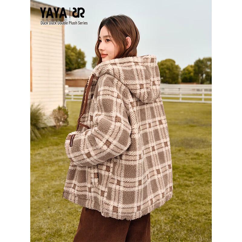 

Женская короткая куртка YAYA в клетку из овечьей шерсти с пуховым наполнителем L