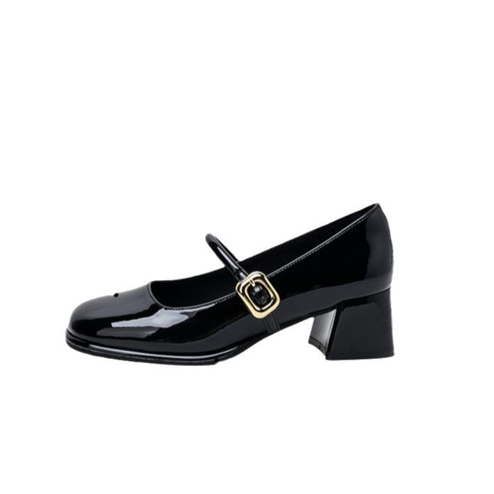 Vidēja augstuma papēžu Mary Jane kurpes 2025. gada pavasara jaunas princeses sudraba biezpapēžu ūdensnecaurlaidīgas platformas vienas kurpes sieviešu mazas sudraba kurpes