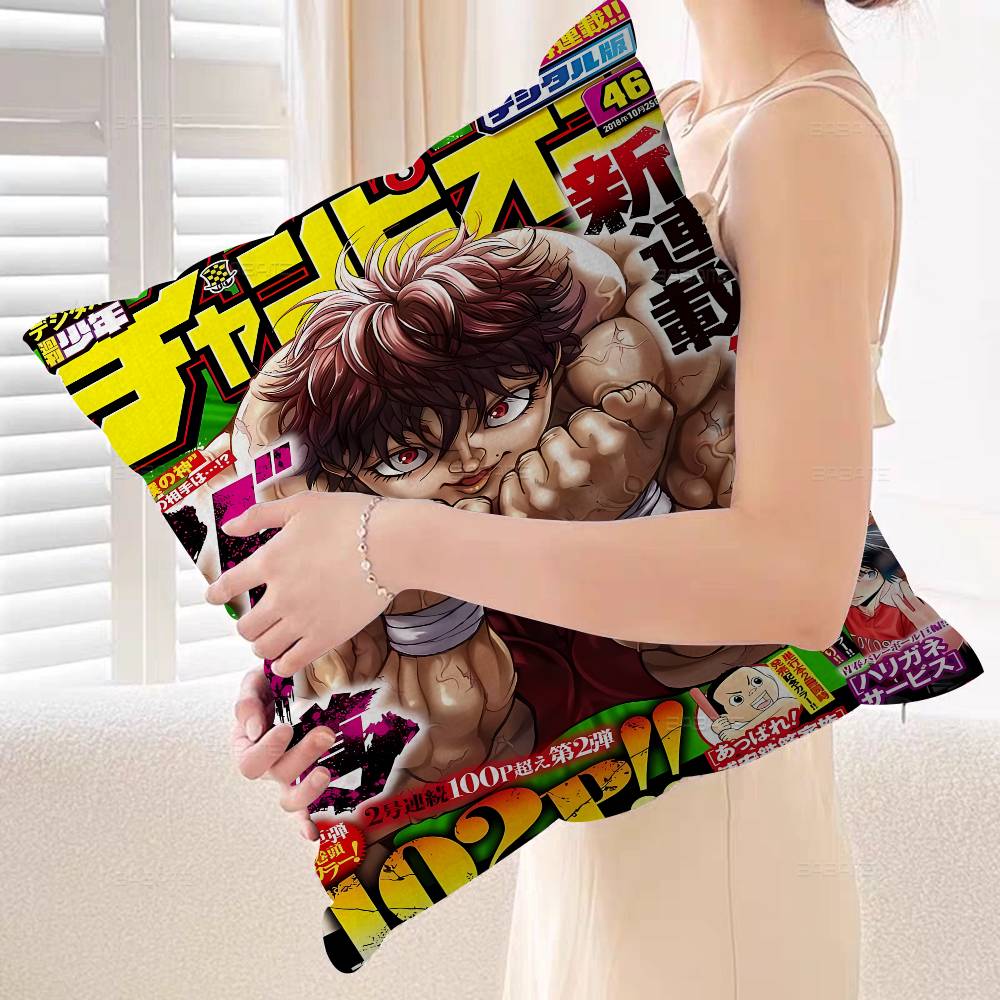 

Anime Baki The Grappler Pillow Covers Cartoon Sofa Decorative Home Doublesided Printing Short Plush Cute Cushion Cover 30x30 cm