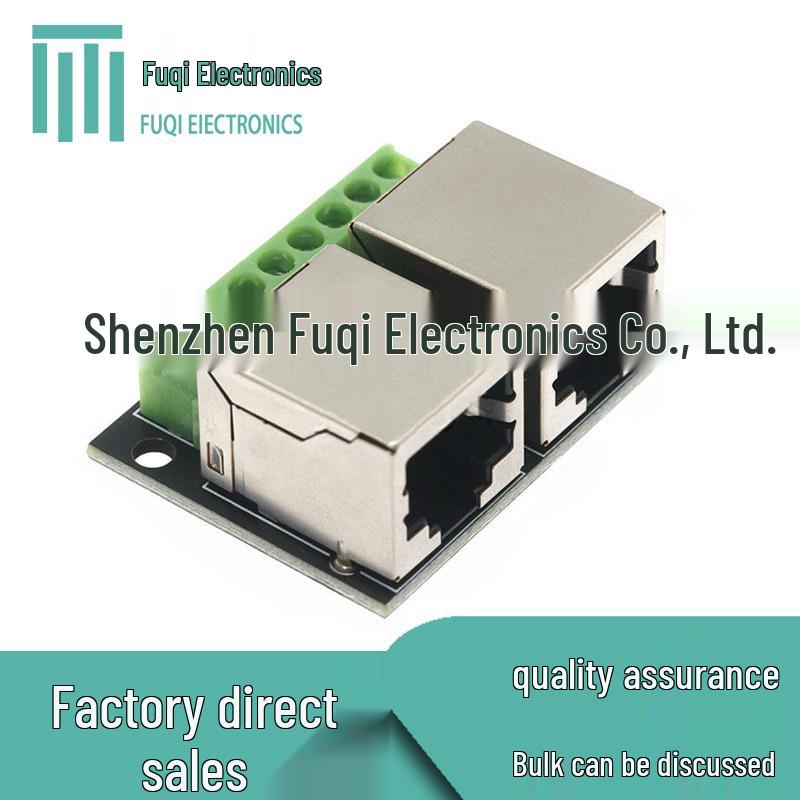 RJ45 Dual Female Socket to 8P Terminal Block Adapter Board